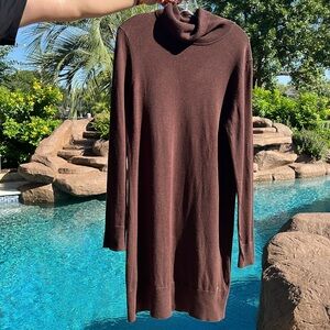 Micheal Kors Knit Turtleneck Sweater Dress Brown Size L Comfortable Autumn Fall